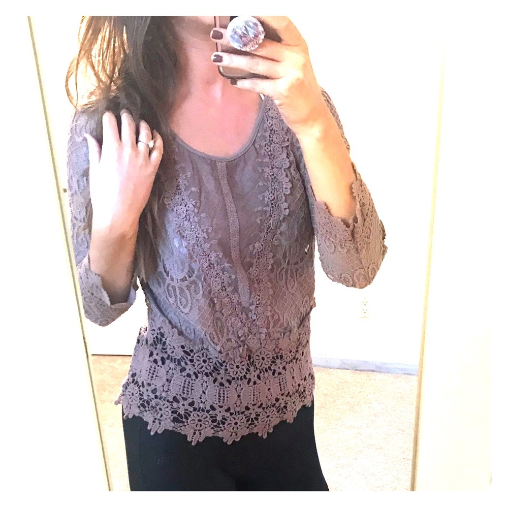 Threw quarter length lace top